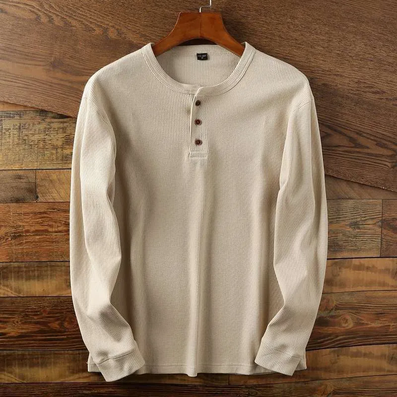 Casual Men's Loose Solid Color Knitted Bottoming Shirt