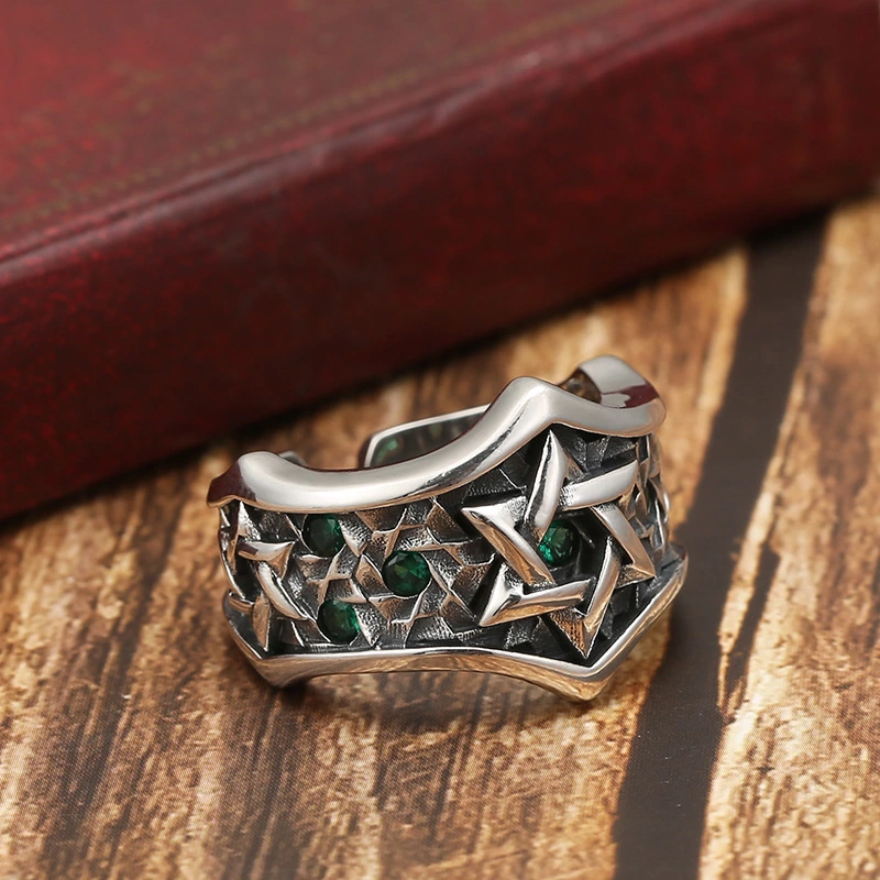 Personalized Six Pointed Star Inlaid Ring