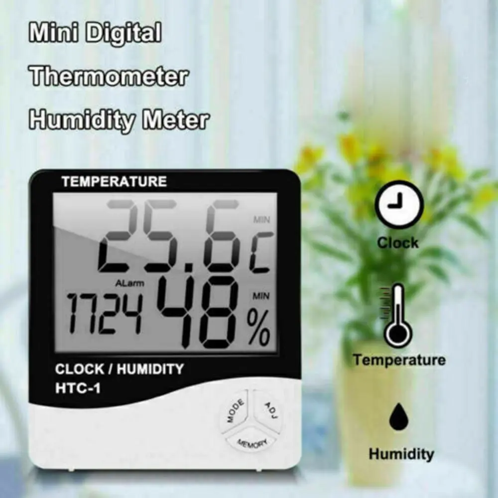 Wonde Digital LCD Thermometer Hygrometer Humidity Meter Room Indoor Temperature Clock