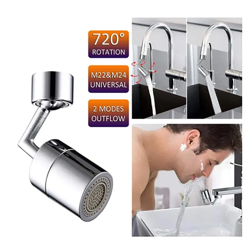 Universal 720 Degrees Movable Swivel Tap Anti Splash Filter Faucet Spout Extension Bubbler Water Saving Nozzle Spray Head Stainless Steels