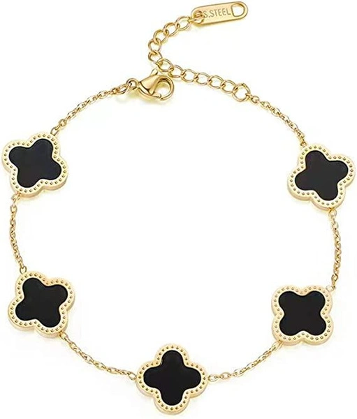 18K Gold Plated Lucky Clover Bracelet for Women Adjustable Fashion Bracelet Jewelry Birthday Gifts for Women Girls