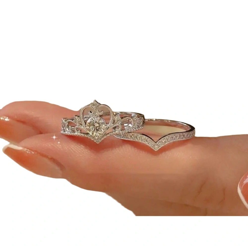 Crown Ring Female Design Wedding Opening Adjustable