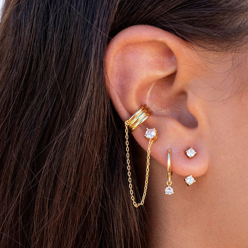 Fashion Fringed Zircon Stud Earrings