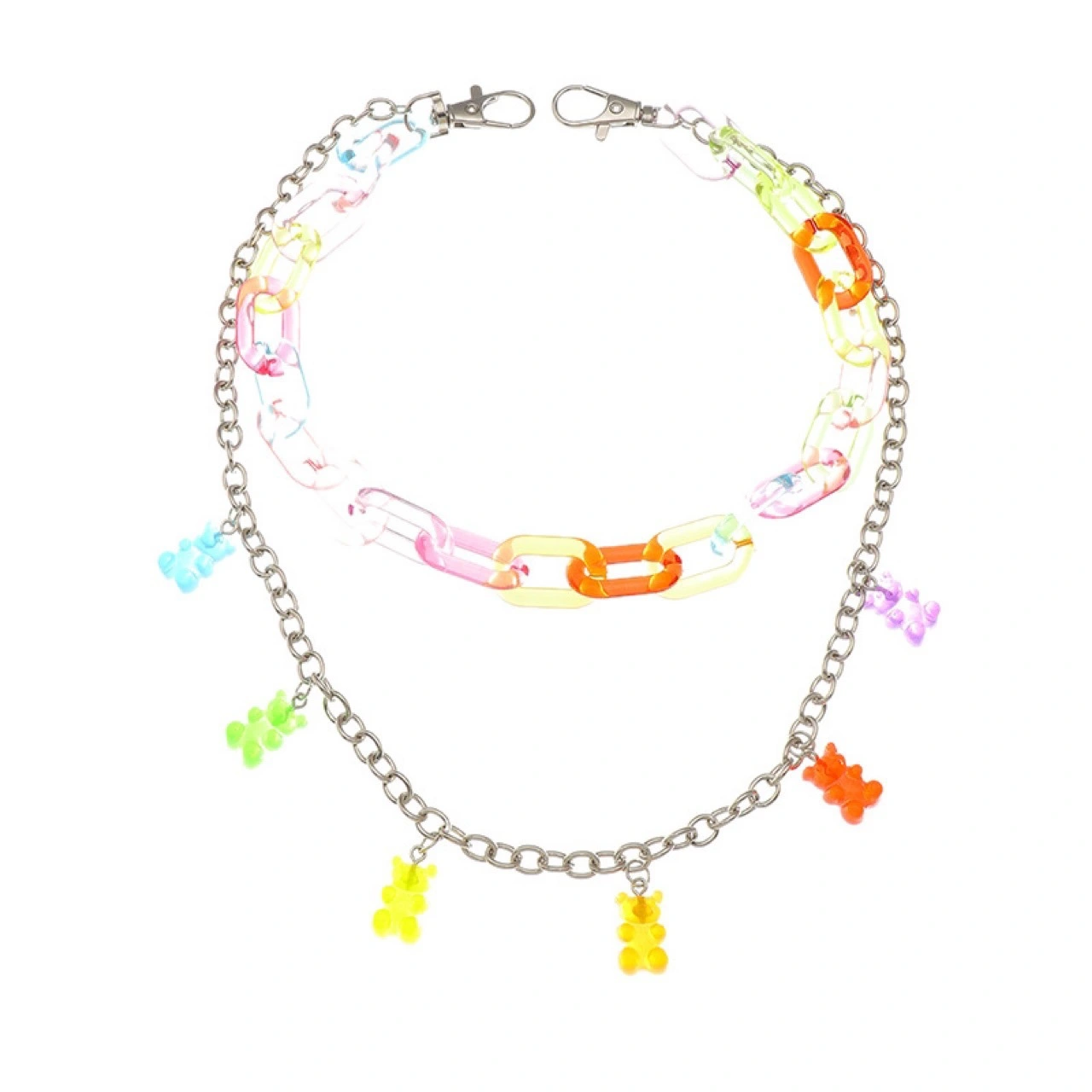 Candy Color Resin Bear Waist Chain Hip Hop Green Girl Resin Phants Zipper Hanging Ornaments