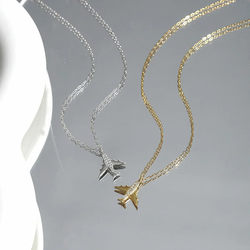 Women's Diamond-embedded Aircraft Necklace All-match Clavicle Chain