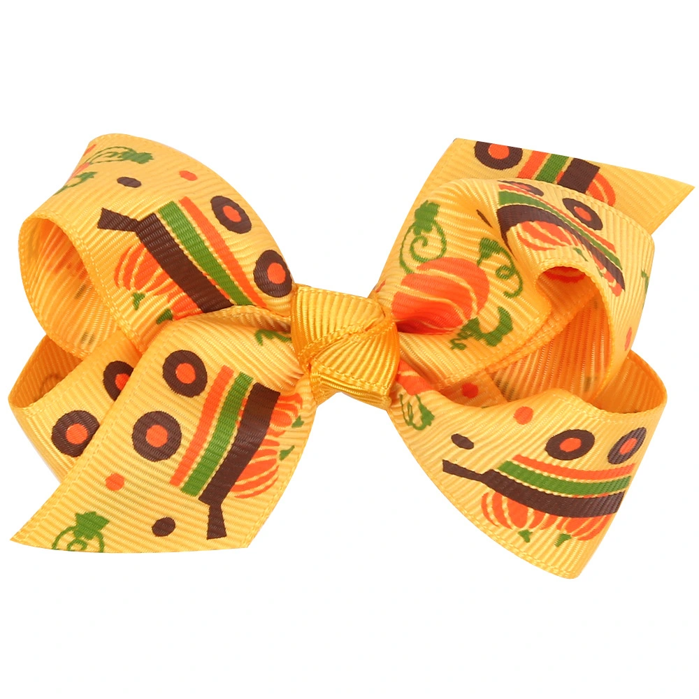 Children's Fashion Halloween Cartoon Print Bow Barrettes