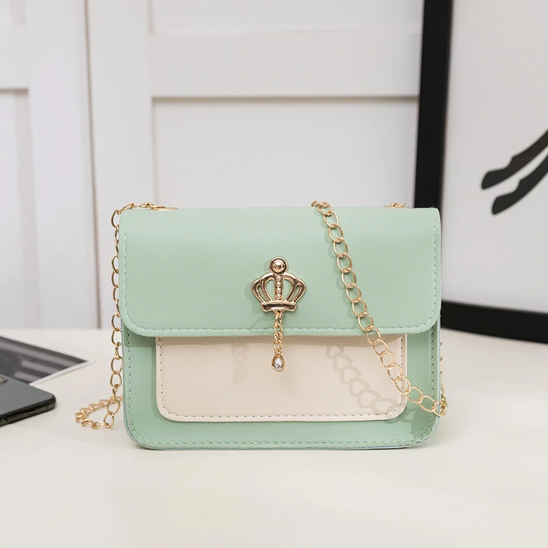 Women's Contrast Color Crown Ornaments Small Square Bag