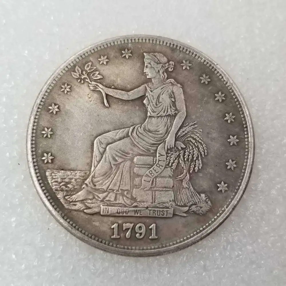 1791 American Sitting With Flowers Foreign Commemorative Coin Antique Silver Dollar