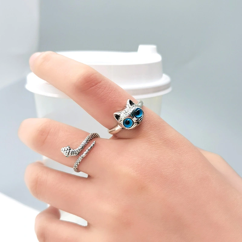 Cat Simulated Snakes Ring Female Fashion Personalized Cold Style