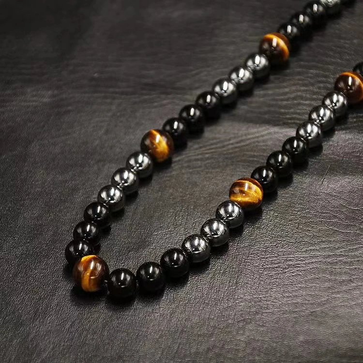 Tigereye Hematite Obsidian Triple Protection Necklace