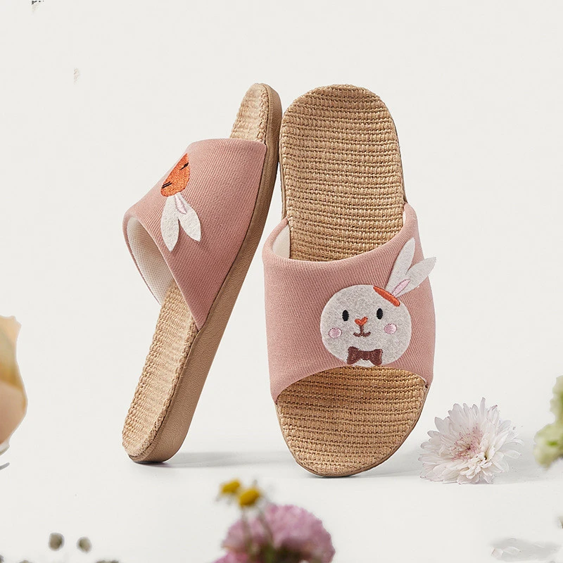 Children's Linen Slippers Girls' Spring And Summer Interior Home Cute Non-slip