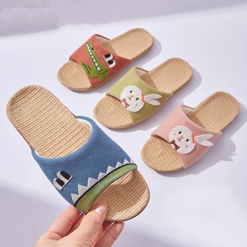 Children's Linen Slippers Girls' Spring And Summer Interior Home Cute Non-slip