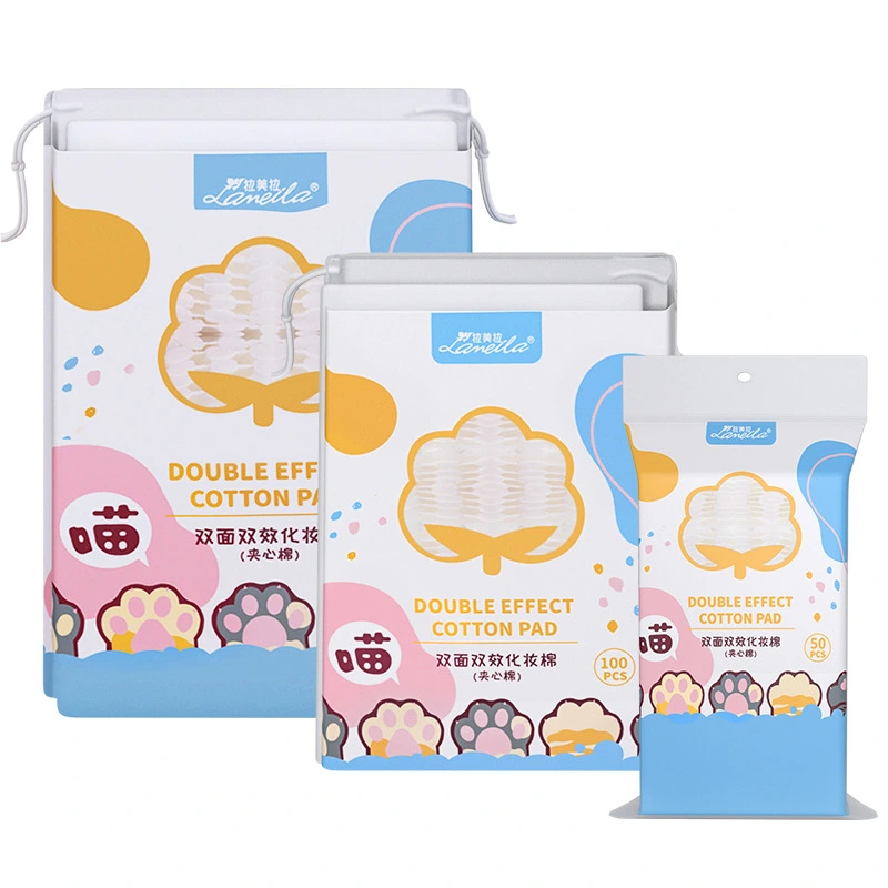 Sandwich Facial Wipe Cartoon Cat's Paw Double-sided Thickened Cotton Puff