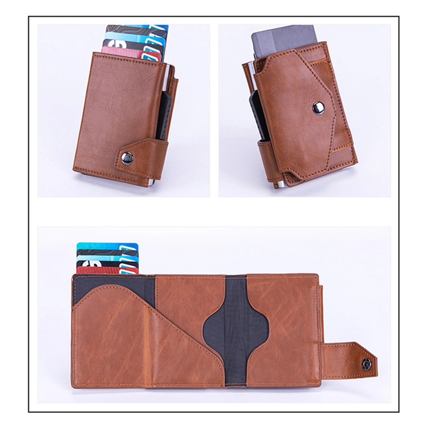 RFID Blocking Wallet Pop up Credit Card Holder for Women Men