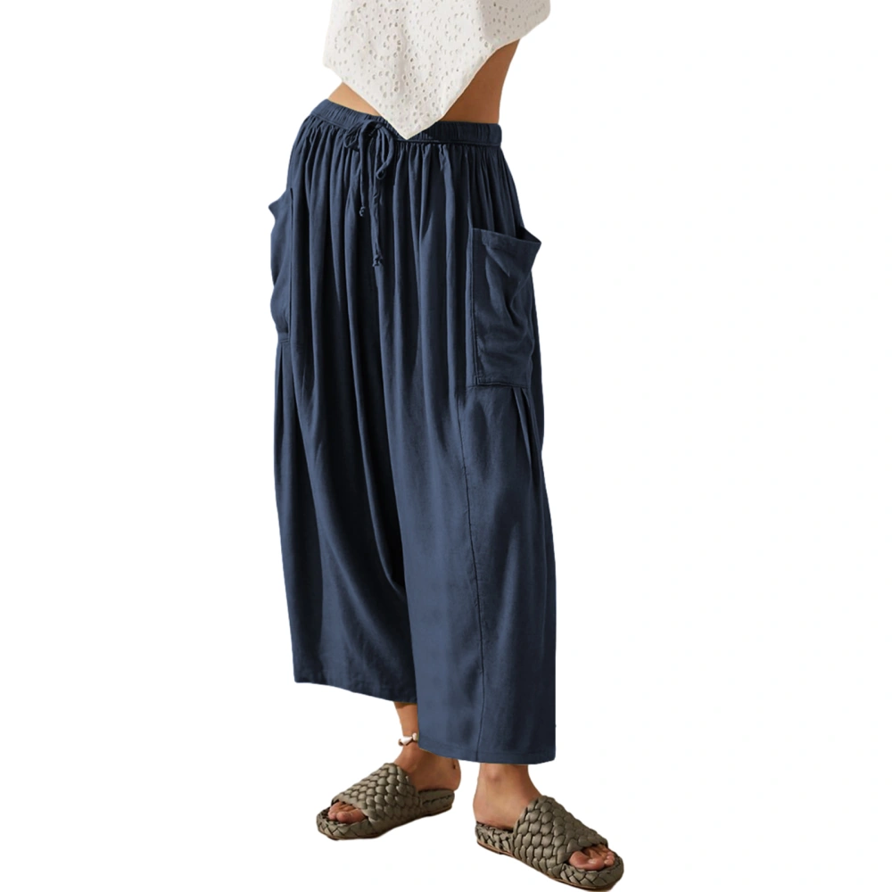 Women’s Palazzo Lounge Pants Elastic Waist Wide Leg Beach Pants