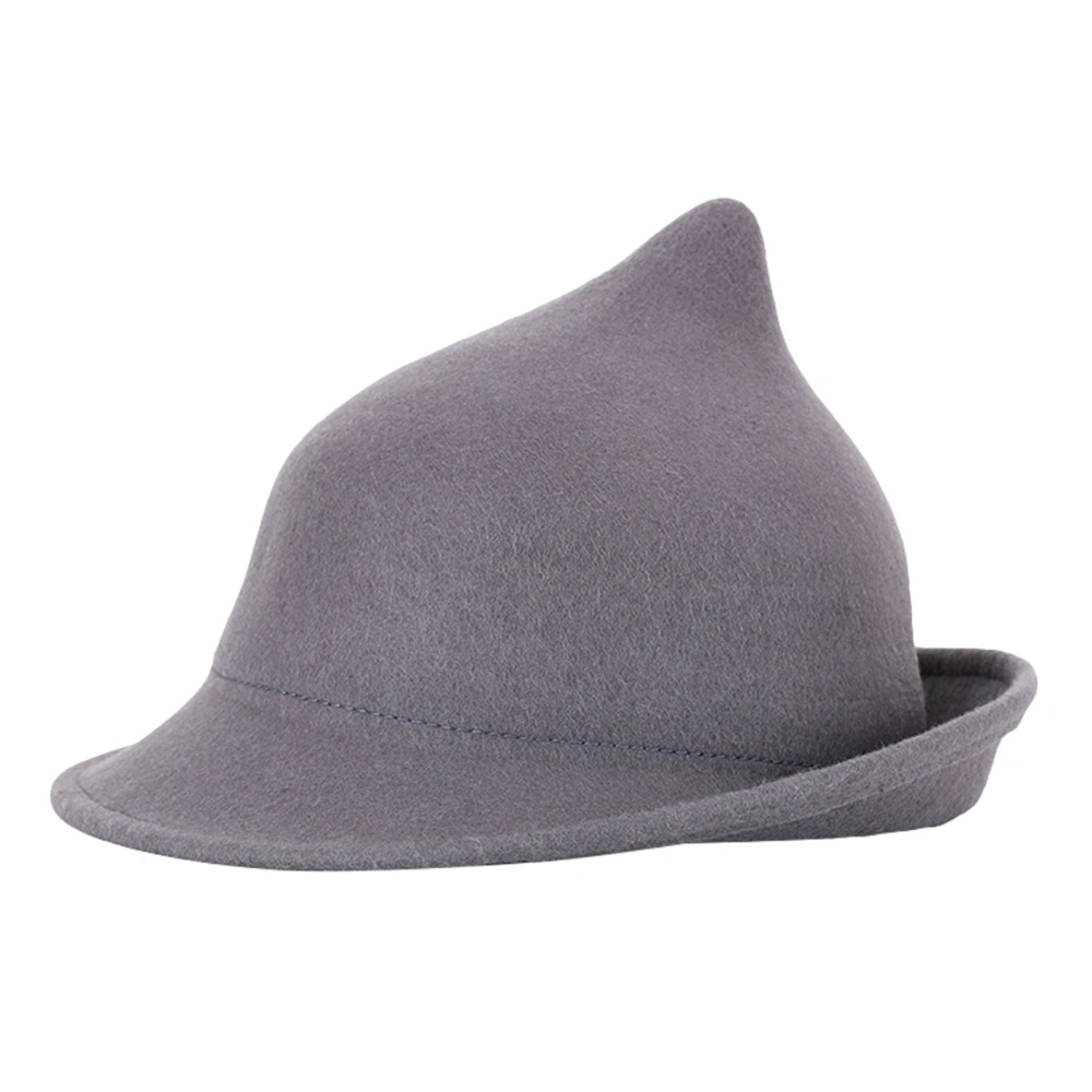 Halloween Wool Witch Hat for Women Solid Color Foldable Wizard Cap