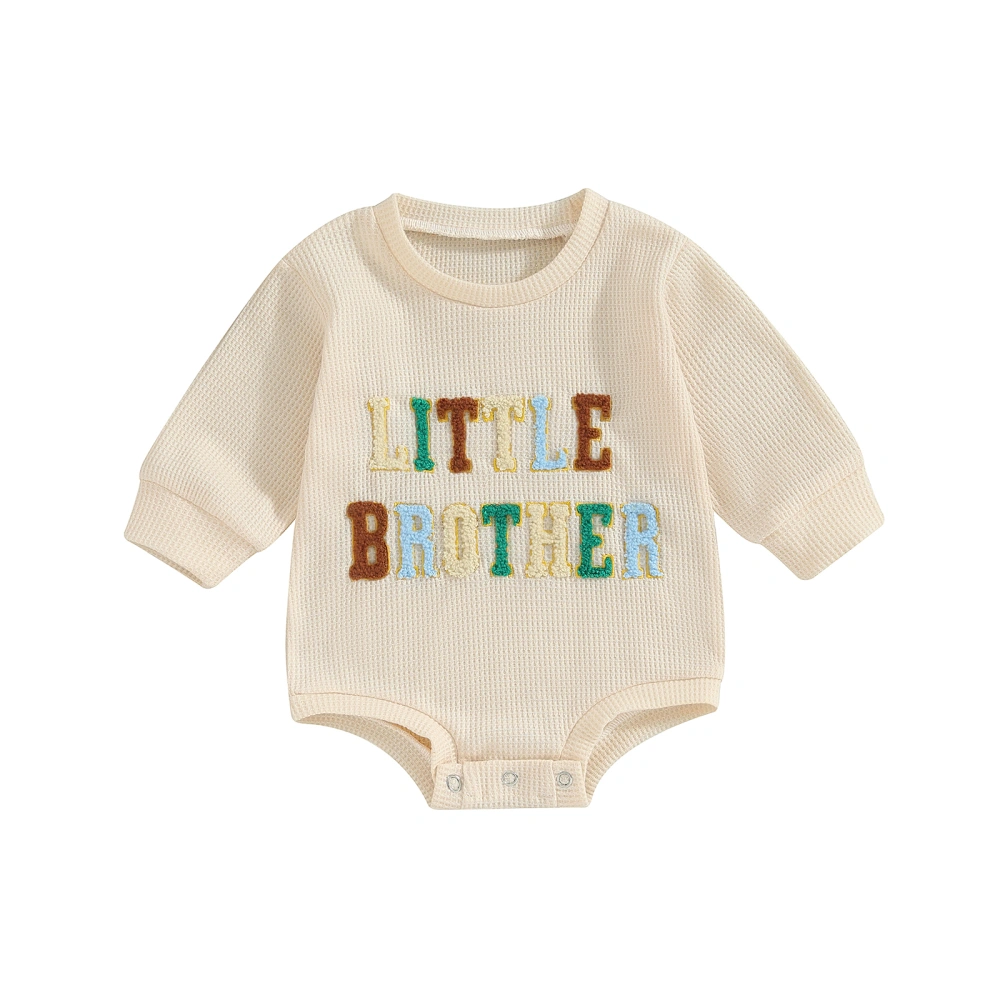 Baby Boy Romper Long Sleeve Crew Neck Embroidery Letters Fall Bodysuit