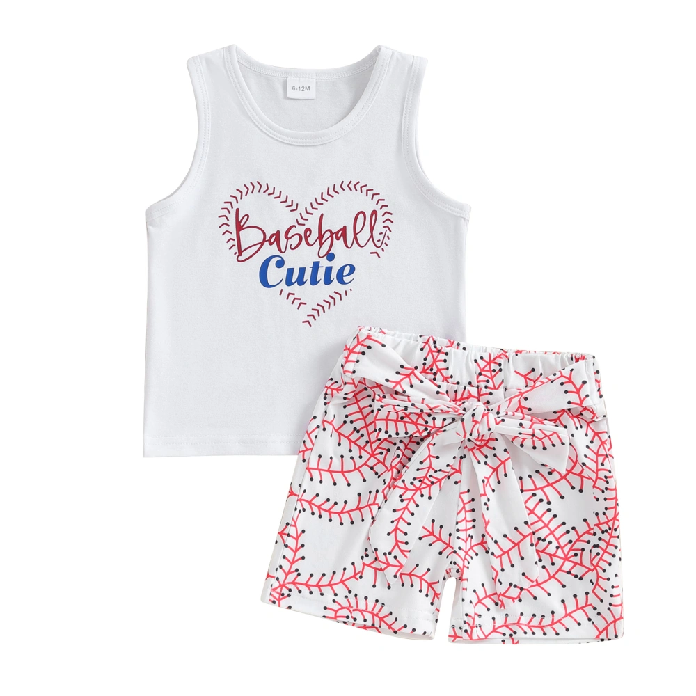 Toddler Girl Letter Print Sleeveless Round Neck Tank Tops and Shorts