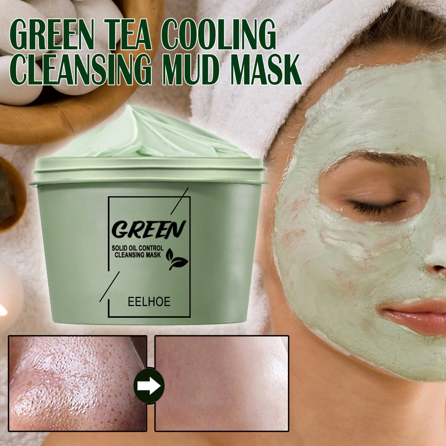 Green Tea Mud Mask for Pore Cleansing & Moisturizing & Hydrating