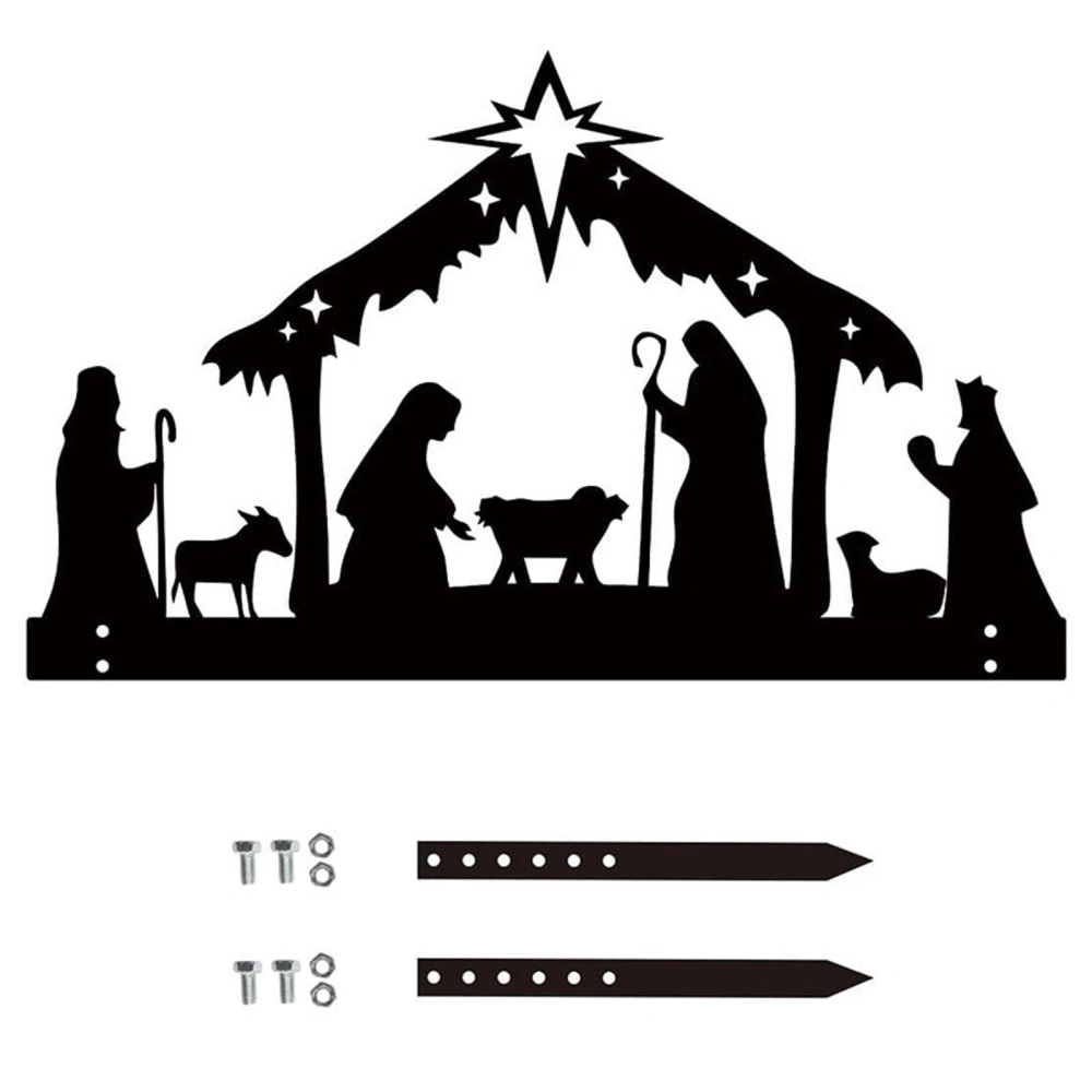 Metal Nativity Scene Silhouette Outdoor Holy Family Nativity Yard Sign