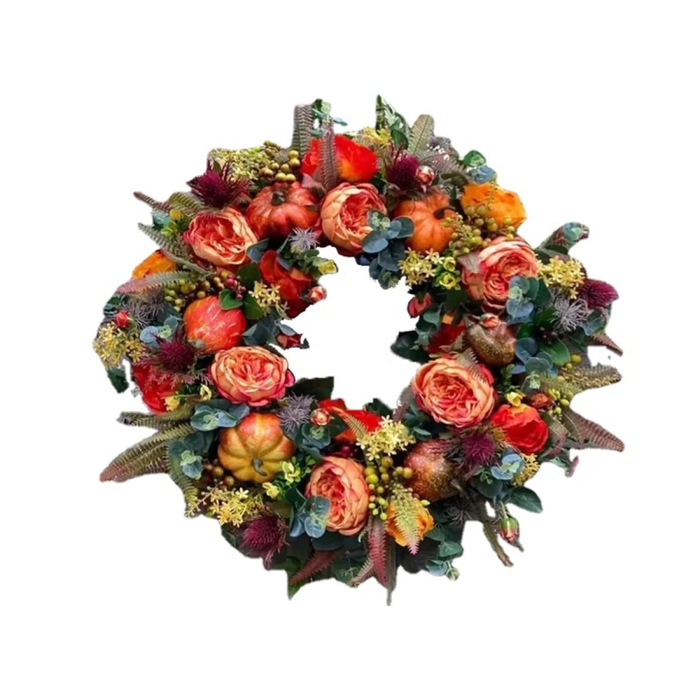 Thanksgiving Wreath Decoration, Flower Pumpkin Garland Ornaments