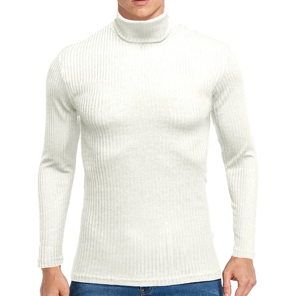 Men Casual Sweater Autumn Slim Fit Long Sleeve High Neck Pullover Tops