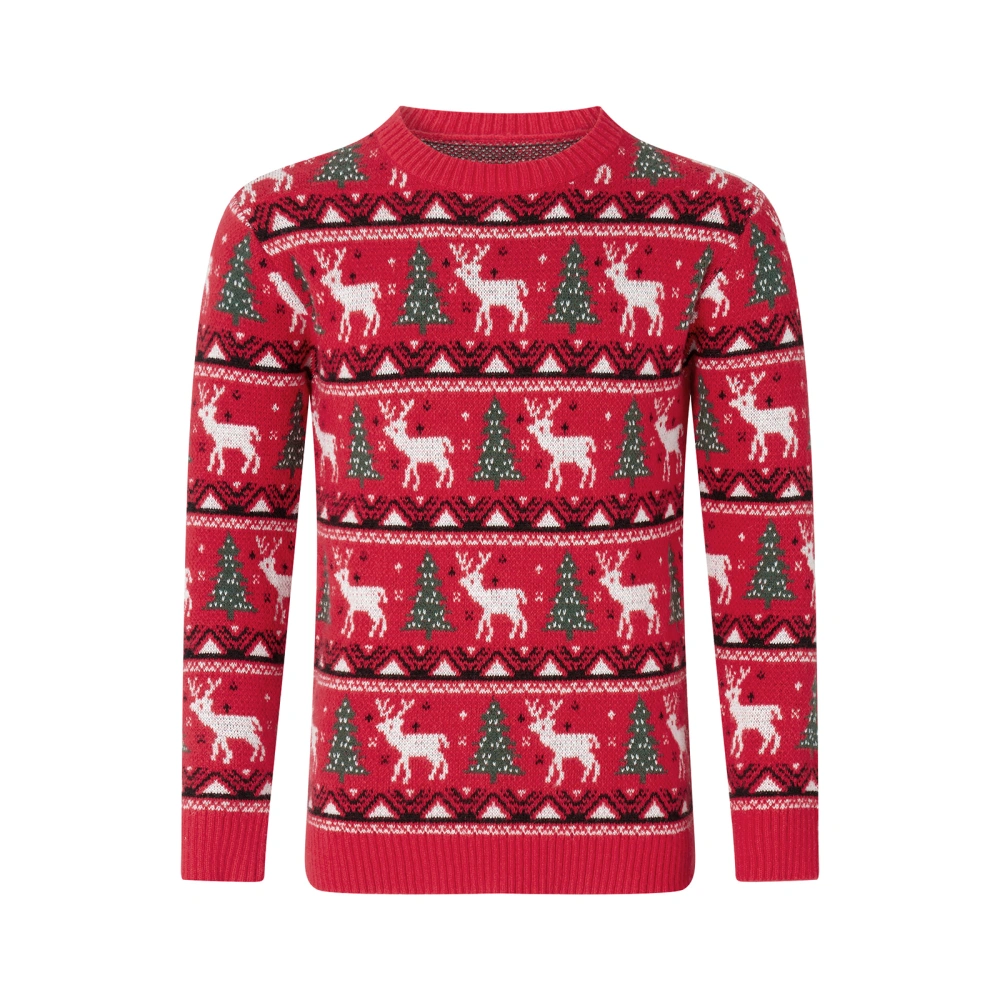 Matching Family Christmas Sweaters Long Sleeve Reindeer Pullovers