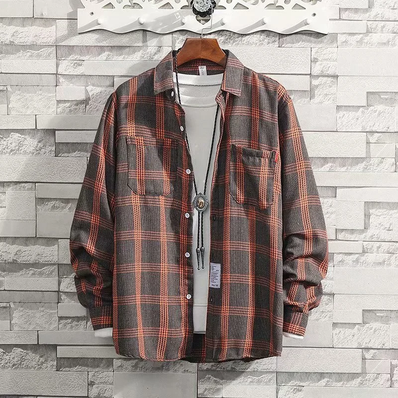 Men's Long Sleeve Loose Square Collar Shirt