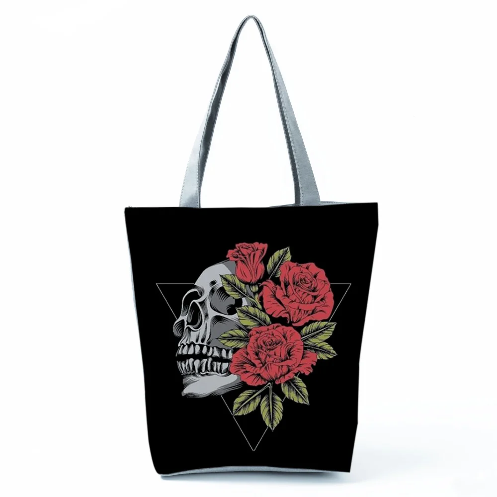 Portable Large Capacity Skull Printed Handbag