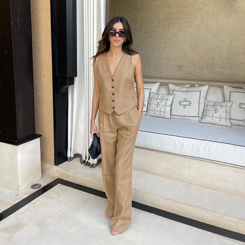 Women's Fashion Casual Vest Trousers Suit