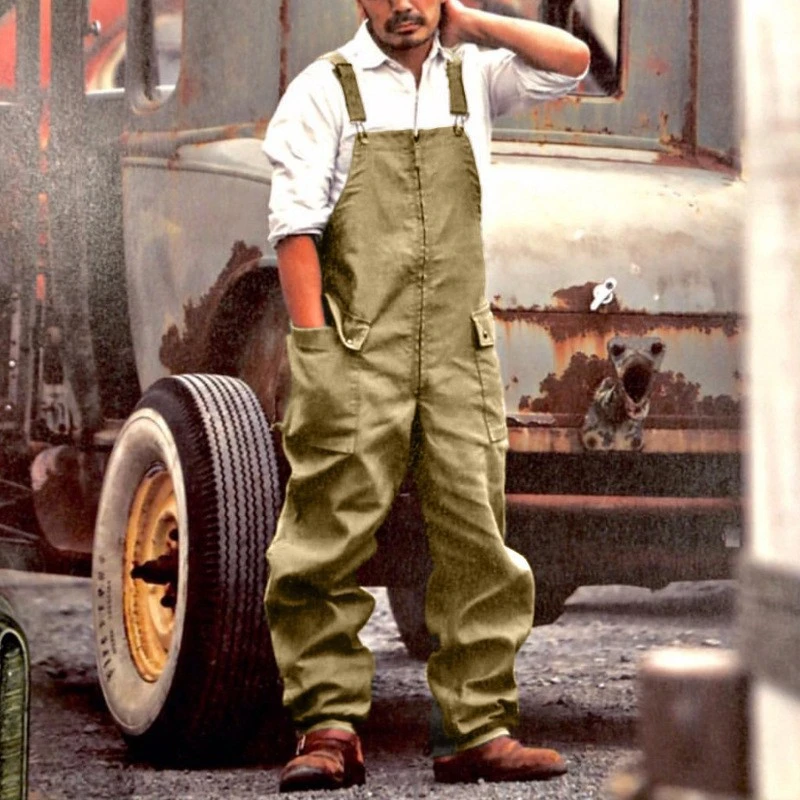Retro Men's Overalls New Loose Large Size Casual Foreign Trade Overalls