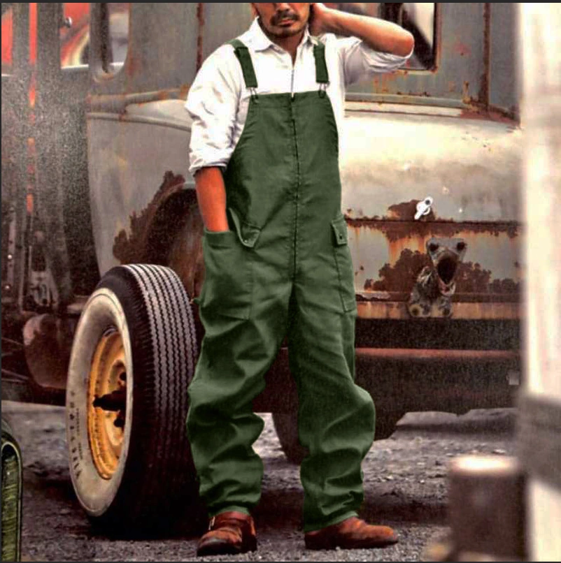 Retro Men's Overalls New Loose Large Size Casual Foreign Trade Overalls