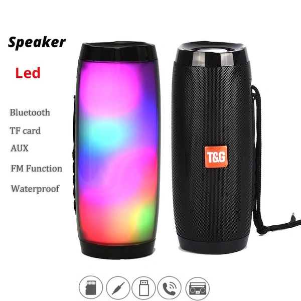 Bluetooth Speaker LED Flashing Light Portable With Rope Outdoor Loundspeaker Stereo Surround Speakers Subwoofer FM TF Card