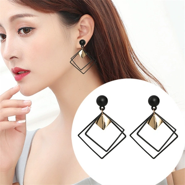 Korean Fashion Cool Alloy Earrings Temperament Long Pendant Personality Versatile Simple Net Red Large Earrings for women