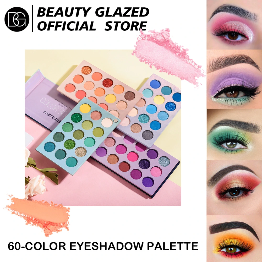 BEAUTY GLAZED 60 color four-layer eyeshadow tray cos eyeshadow stage glazed pearl eyeshadow