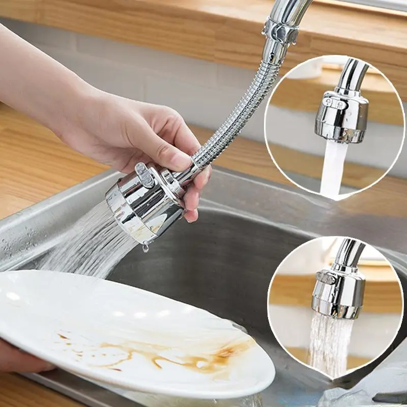 Kitchen Faucet Splash Head Pressurized Shower Stainless Steel Extender Universal Rotating Bubbler