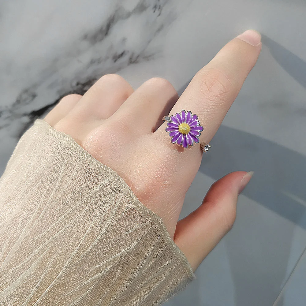 Creative Purple Enamel Rotating Ring Anti-pressure