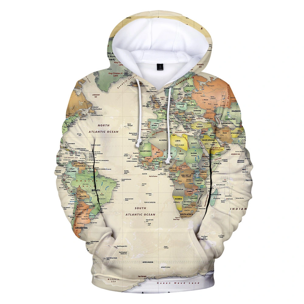 Fashion Map 3D Digital Printing Fashion Men's And Women's Sweater