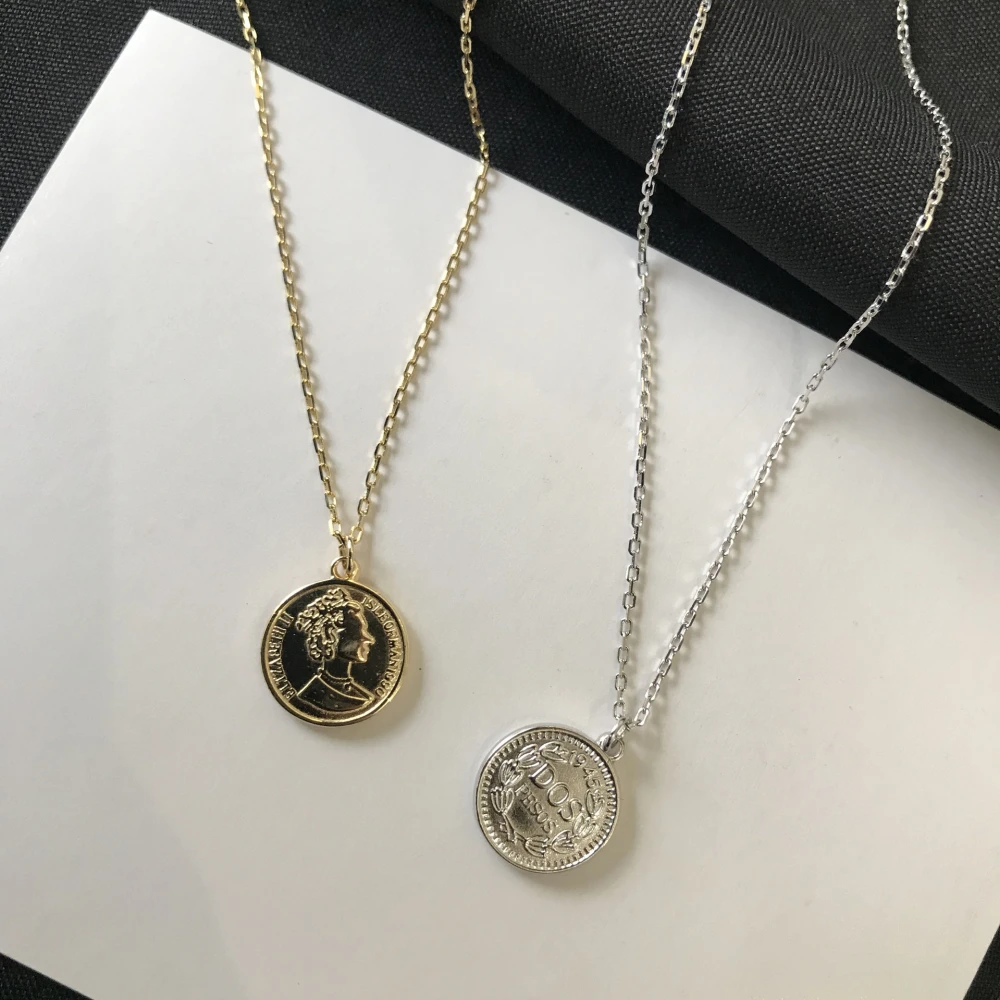 British Coin Necklace Female Cold Ins Trendy Internet Celebrity Gold Coin