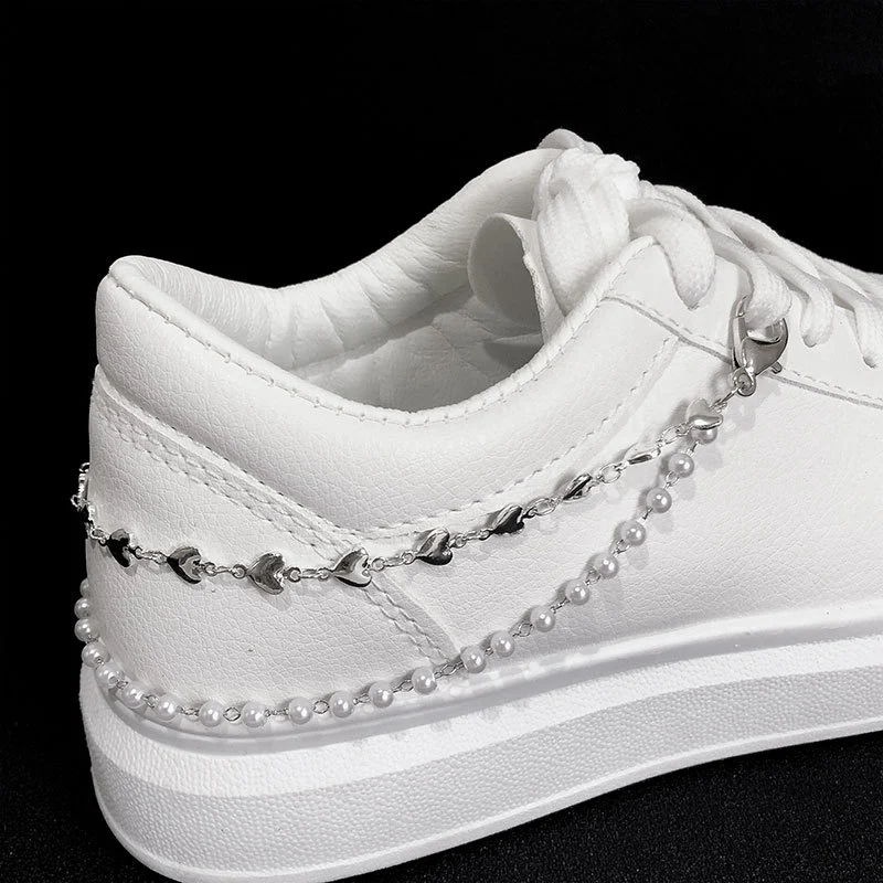 Punk Love Pearl Double Layer Shoe Chain Fashion Simple