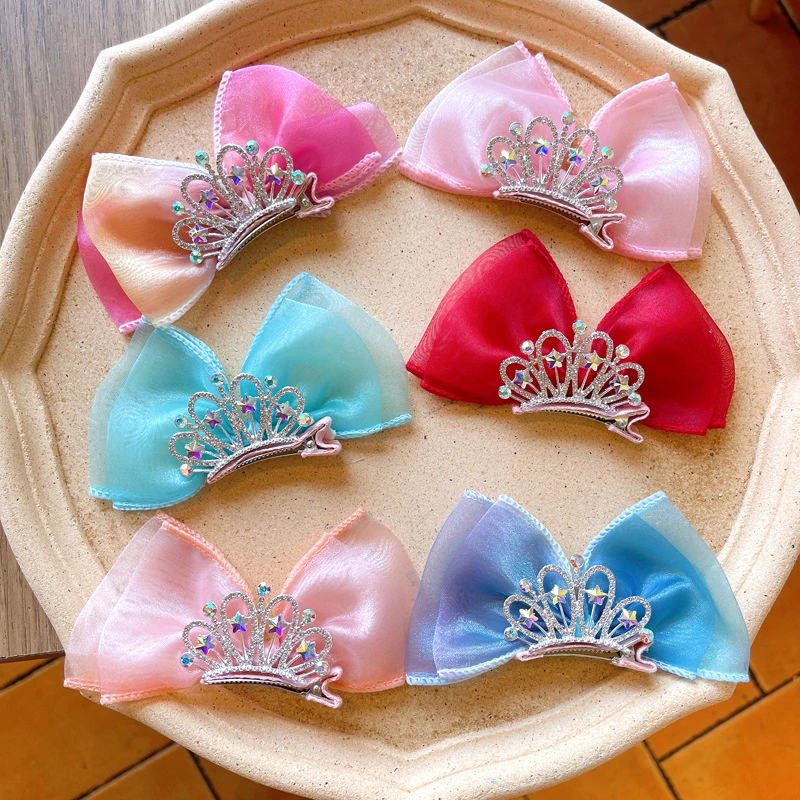 Children's Fashion Casual Lace Crown Bow Barrettes