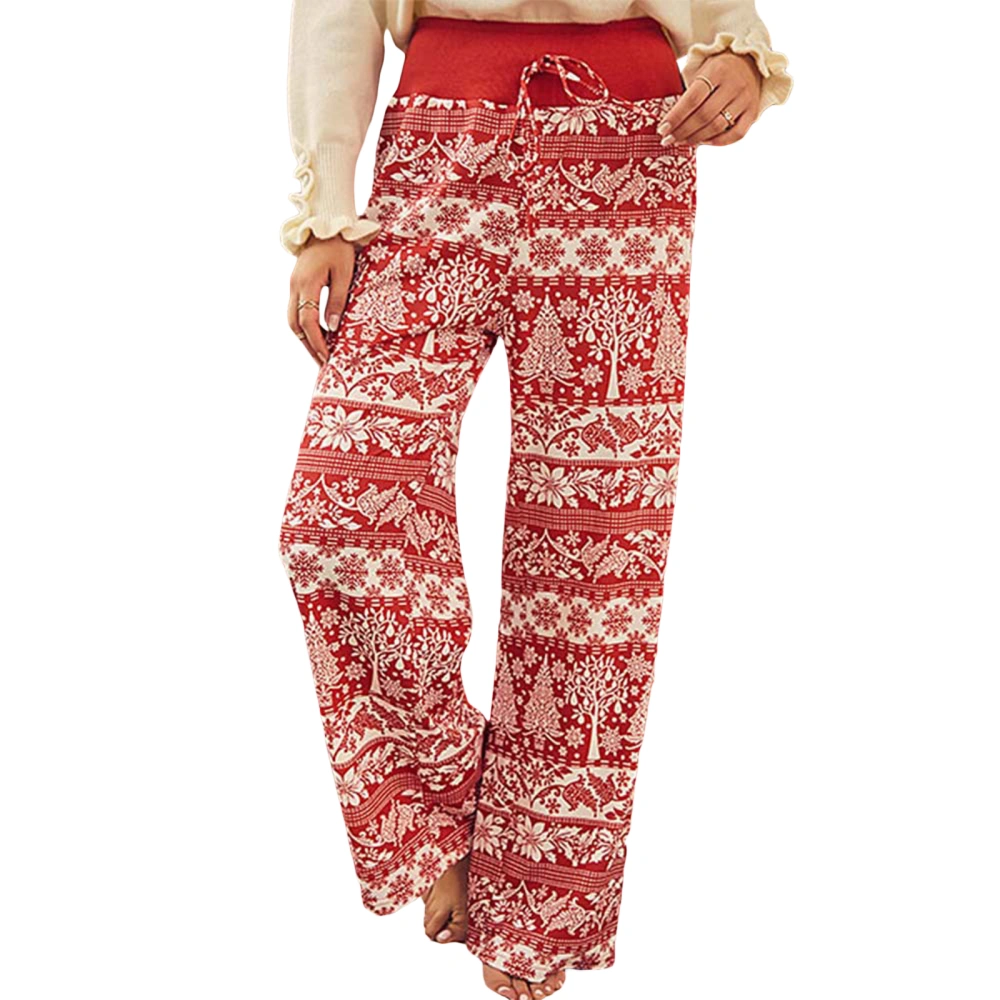 Women’s Christmas Pajama Pants Elastic Waist Wide Leg Lounge Pants