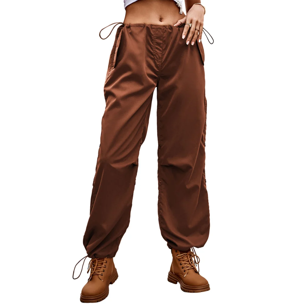 Women's Baggy Cargo Pants Drawstring Parachute Pants for Teenagers