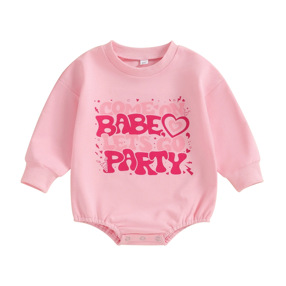 Baby Girl Sweatshirt Jumpsuit Cartoon Letter Print Long Sleeve Romper