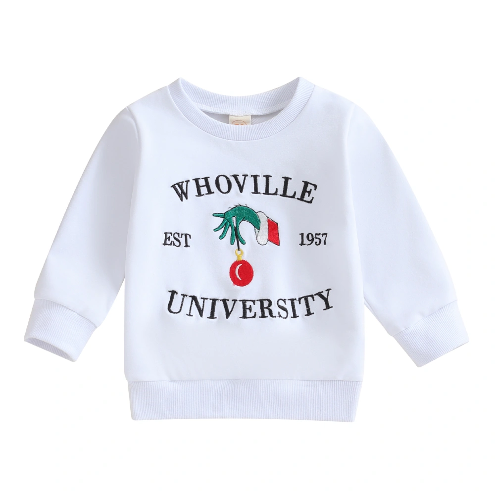 Toddler Christmas Sweatshirts Long Sleeve Ball Embroidery Pullovers