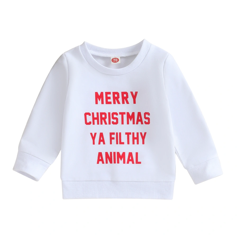 Kids Baby Sweatshirt Christmas Letter Print Long Sleeve Pullovers Tops