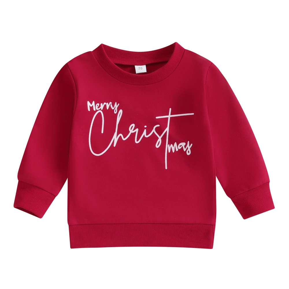 Baby Christmas Sweatshirts Basic Long Sleeve Letter Print Pullovers