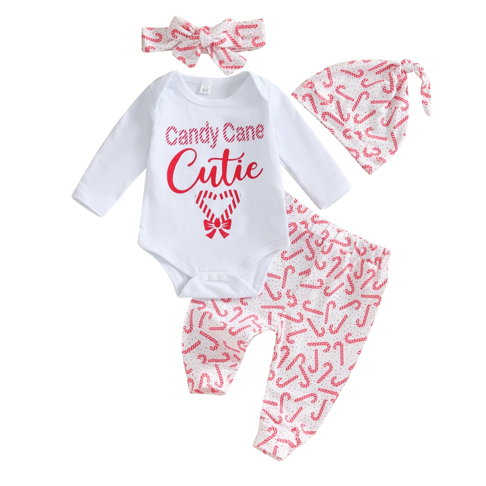 Baby Girls 4Pcs Christmas Outfits Newborn Romper Pants Headband Set