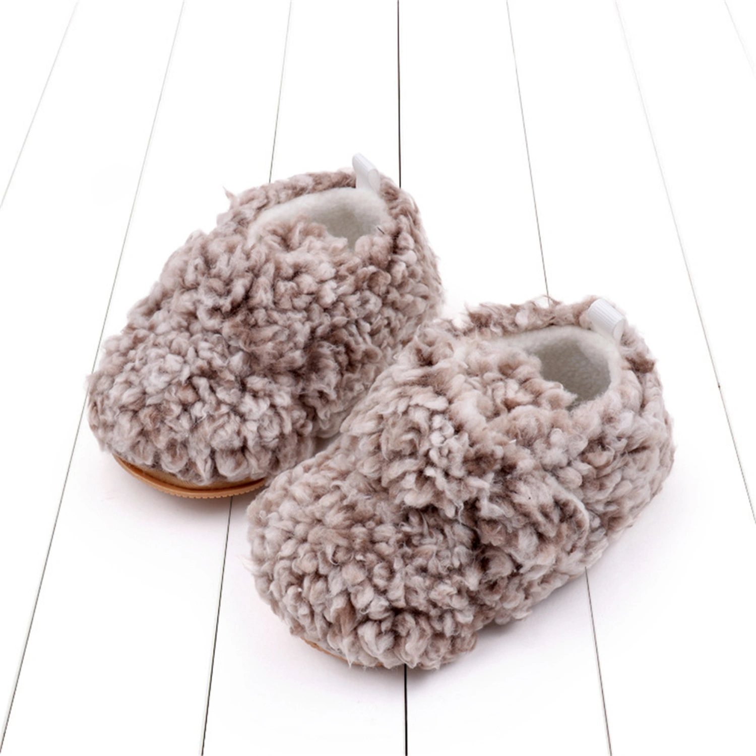 Baby Fleece Slippers Soft Anti-Slip Infant Booties Winter Crib Shoes