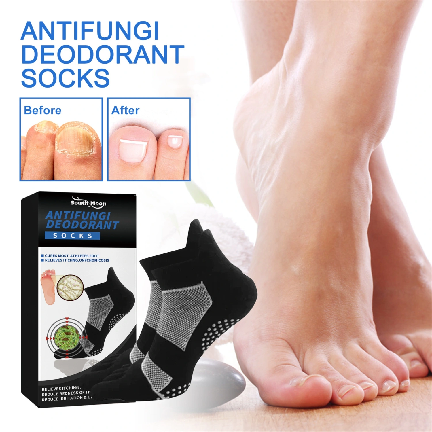Anti-smell Socks, Moisture Wicking Antifungi Non-slip Casual Socks